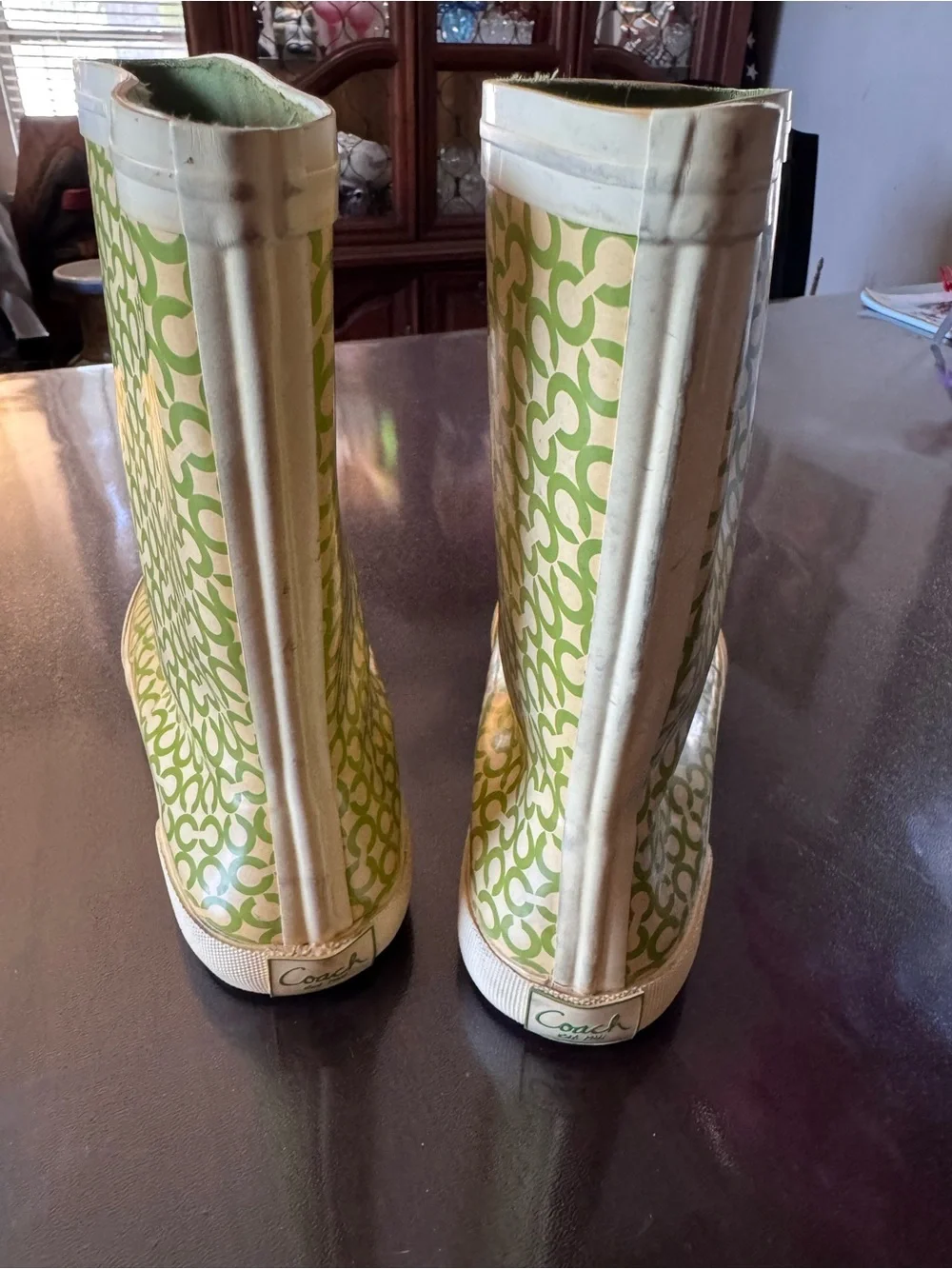 Coach Kids Lime Signature Print Rain Boots size 7B